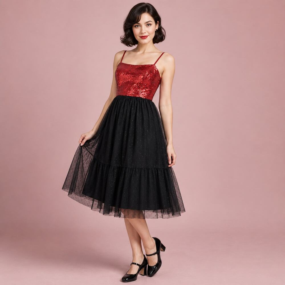 Dress the Population Kady Sequin Dress Merlot size XXLarge